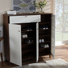 Baxton Studio Coolidge Modern and Contemporary Walnut Finished 11-Shelf Wood Shoe Storage Cabinet with Drawer