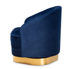 Baxton Studio Fiore Glam and Luxe Royal Blue Velvet Fabric Upholstered Brushed Gold Finished Swivel Accent Chair