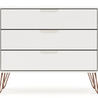 Manhattan Comfort Rockefeller Mid-Century Modern 35" Dresser in White (3-Drawer)