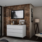 Manhattan Comfort Rockefeller Mid-Century Modern 35" Dresser in White (3-Drawer)