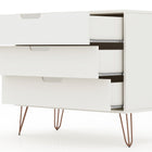 Manhattan Comfort Rockefeller Mid-Century Modern 35" Dresser in White (3-Drawer)