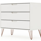 Manhattan Comfort Rockefeller Mid-Century Modern 35" Dresser in White (3-Drawer)