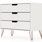 Manhattan Comfort Rockefeller Mid-Century Modern 35" Dresser in White (3-Drawer)