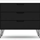 Manhattan Comfort Rockefeller Mid-Century Modern 35" Dresser in Black (3-Drawer)