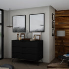 Manhattan Comfort Rockefeller Mid-Century Modern 35" Dresser in Black (3-Drawer)