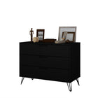 Manhattan Comfort Rockefeller Mid-Century Modern 35" Dresser in Black (3-Drawer)
