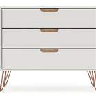Manhattan Comfort Rockefeller Mid-Century Modern 35" Dresser in Off White (3-Drawer)