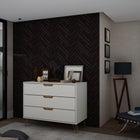Manhattan Comfort Rockefeller Mid-Century Modern 35" Dresser in Off White (3-Drawer) - 103GMC3