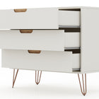 Manhattan Comfort Rockefeller Mid-Century Modern 35" Dresser in Off White (3-Drawer) - 103GMC3