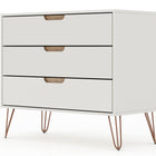 Manhattan Comfort Rockefeller Mid-Century Modern 35" Dresser in Off White (3-Drawer) - 103GMC3