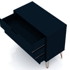 Manhattan Comfort Rockefeller Mid-Century Modern 35" Dresser in Midnight Blue (3-Drawer)