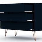 Manhattan Comfort Rockefeller Mid-Century Modern 35" Dresser in Midnight Blue (3-Drawer)