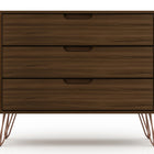 Manhattan Comfort Rockefeller Mid-Century Modern 35" Dresser in Chestnut Brown (3-Drawer)