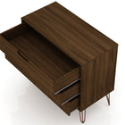Manhattan Comfort Rockefeller Mid-Century Modern 35" Dresser in Chestnut Brown (3-Drawer)