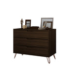 Manhattan Comfort Rockefeller Mid-Century Modern 35" Dresser in Chestnut Brown (3-Drawer)