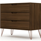 Manhattan Comfort Rockefeller Mid-Century Modern 35" Dresser in Chestnut Brown (3-Drawer)