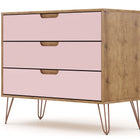 Manhattan Comfort Rockefeller Mid-Century Modern 35" Dresser in Pink (3-Drawer)