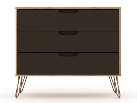 Manhattan Comfort Rockefeller Mid-Century Modern 35" Dresser in Gray (3-Drawer)