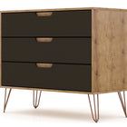 Manhattan Comfort Rockefeller Mid-Century Modern 35" Dresser in Gray (3-Drawer)