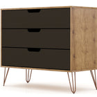 Manhattan Comfort Rockefeller Mid-Century Modern 35" Dresser in Gray (3-Drawer)