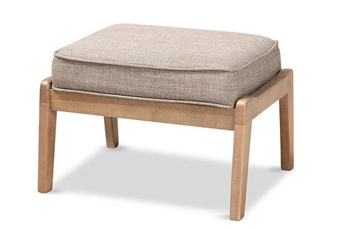 Baxton Studio Sigrid Mid-Century Modern Light Grey Fabric Upholstered Antique Oak Finished Wood Ottoman