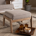 Baxton Studio Sigrid Mid-Century Modern Light Grey Fabric Upholstered Antique Oak Finished Wood Ottoman