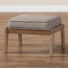 Baxton Studio Sigrid Mid-Century Modern Light Grey Fabric Upholstered Antique Oak Finished Wood Ottoman