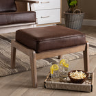 Baxton Studio Sigrid Mid-Century Modern Dark Brown Faux Leather Effect Fabric Upholstered Antique Oak Finished Wood Ottoman