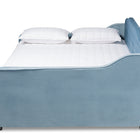 Baxton Studio Freda Transitional and Contemporary Light Blue Velvet Fabric Upholstered and Button Tufted Full Size Daybed with Trundle