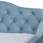 Baxton Studio Freda Transitional and Contemporary Light Blue Velvet Fabric Upholstered and Button Tufted Queen Size Daybed with Trundle