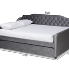 Baxton Studio Freda Transitional and Contemporary Grey Velvet Fabric Upholstered and Button Tufted Full Size Daybed with Trundle