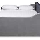 Baxton Studio Freda Transitional and Contemporary Grey Velvet Fabric Upholstered and Button Tufted Queen Size Daybed with Trundle
