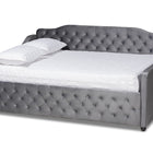 Baxton Studio Freda Transitional and Contemporary Grey Velvet Fabric Upholstered and Button Tufted Queen Size Daybed