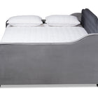 Baxton Studio Freda Transitional and Contemporary Grey Velvet Fabric Upholstered and Button Tufted Queen Size Daybed