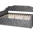 Baxton Studio Freda Transitional and Contemporary Grey Velvet Fabric Upholstered and Button Tufted Full Size Daybed