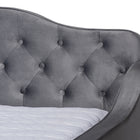 Baxton Studio Freda Transitional and Contemporary Grey Velvet Fabric Upholstered and Button Tufted Queen Size Daybed