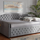 Baxton Studio Freda Transitional and Contemporary Grey Velvet Fabric Upholstered and Button Tufted Full Size Daybed
