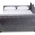 Baxton Studio Abbie Traditional and Transitional Grey Velvet Fabric Upholstered and Crystal Tufted Queen Size Daybed