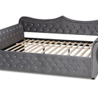Baxton Studio Abbie Traditional and Transitional Grey Velvet Fabric Upholstered and Crystal Tufted Queen Size Daybed
