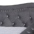 Baxton Studio Abbie Traditional and Transitional Grey Velvet Fabric Upholstered and Crystal Tufted Queen Size Daybed