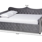Baxton Studio Abbie Traditional and Transitional Grey Velvet Fabric Upholstered and Crystal Tufted Queen Size Daybed