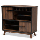 Baxton Studio Margo Mid-Century Modern Two-Tone Walnut Brown and Black Finished Wood Wine Storage Cabinet
