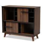 Baxton Studio Margo Mid-Century Modern Two-Tone Walnut Brown and Black Finished Wood Wine Storage Cabinet