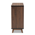 Baxton Studio Margo Mid-Century Modern Two-Tone Walnut Brown and Black Finished Wood Wine Storage Cabinet