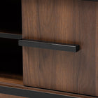 Baxton Studio Margo Mid-Century Modern Two-Tone Walnut Brown and Black Finished Wood Wine Storage Cabinet