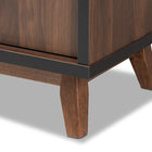 Baxton Studio Margo Mid-Century Modern Two-Tone Walnut Brown and Black Finished Wood Wine Storage Cabinet