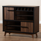 Baxton Studio Margo Mid-Century Modern Two-Tone Walnut Brown and Black Finished Wood Wine Storage Cabinet