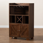 Baxton Studio Carrie Transitional Farmhouse Walnut Brown Finished Wood Wine Storage Cabinet