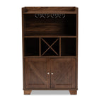 Baxton Studio Carrie Transitional Farmhouse Walnut Brown Finished Wood Wine Storage Cabinet