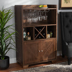 Baxton Studio Carrie Transitional Farmhouse Walnut Brown Finished Wood Wine Storage Cabinet